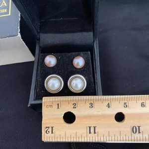 Honora Pearl Earrings,  2 Pair, White & Light Pink